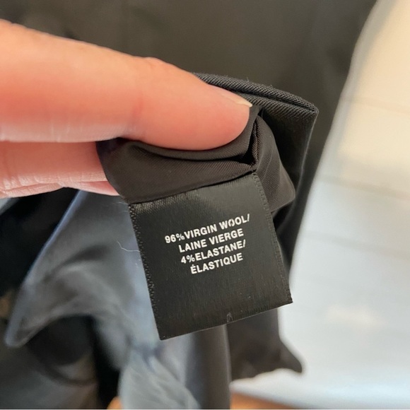 Lafayette 148 | Black Square Neck Short Sleeve Knee Length Virgin Wool Dress 2 - Picture 4 of 10